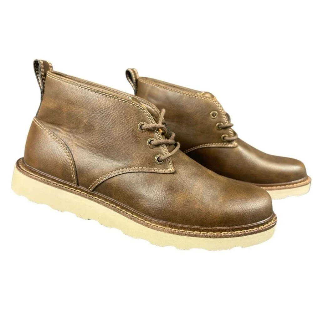 Buffalo David Bitton Metcalf Boots Size 8 Brown Leather Lace-Up Casual Ankle New